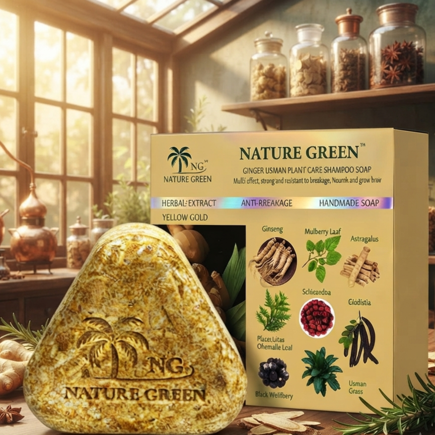 Yellow Gold Herbal Hair Soap - Natural Cleansing And Nourishing Bar For Healthy Hair And Scalp Maintenance