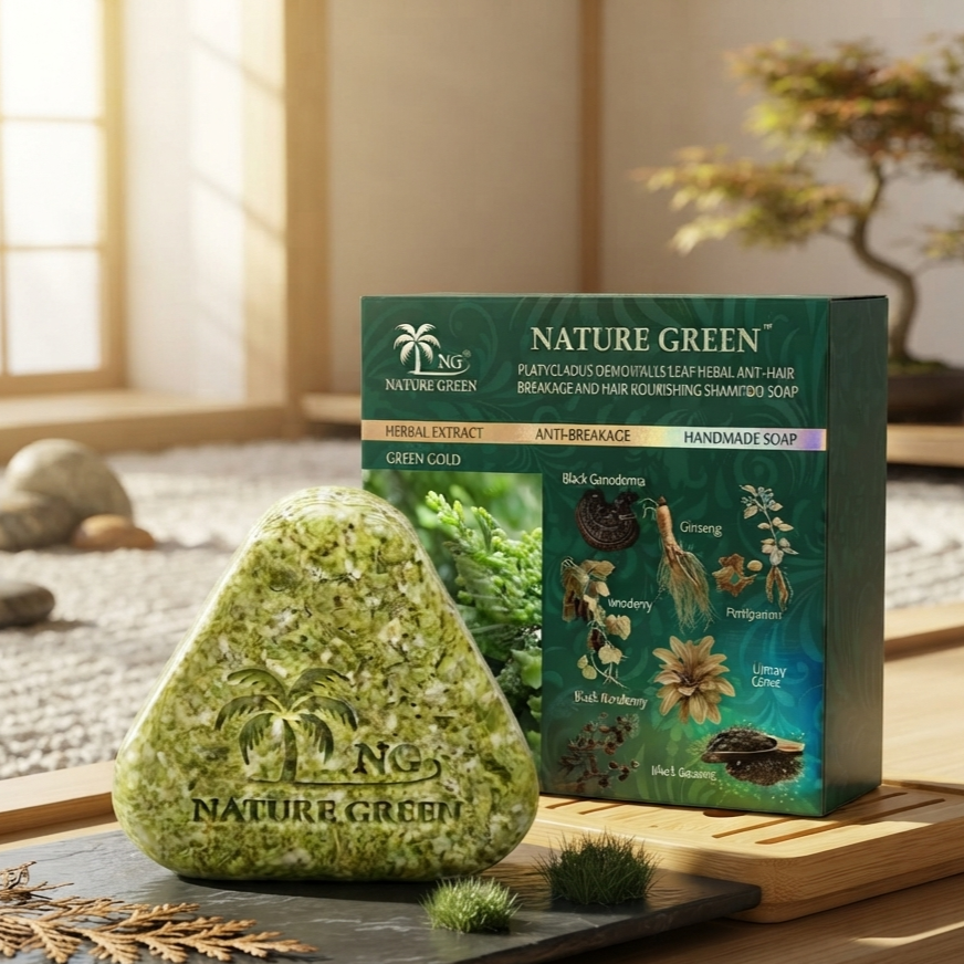 Green Gold Herbal Hair Soap - Natural Cleansing And Nourishing Bar For Healthy Hair And Scalp Maintenance
