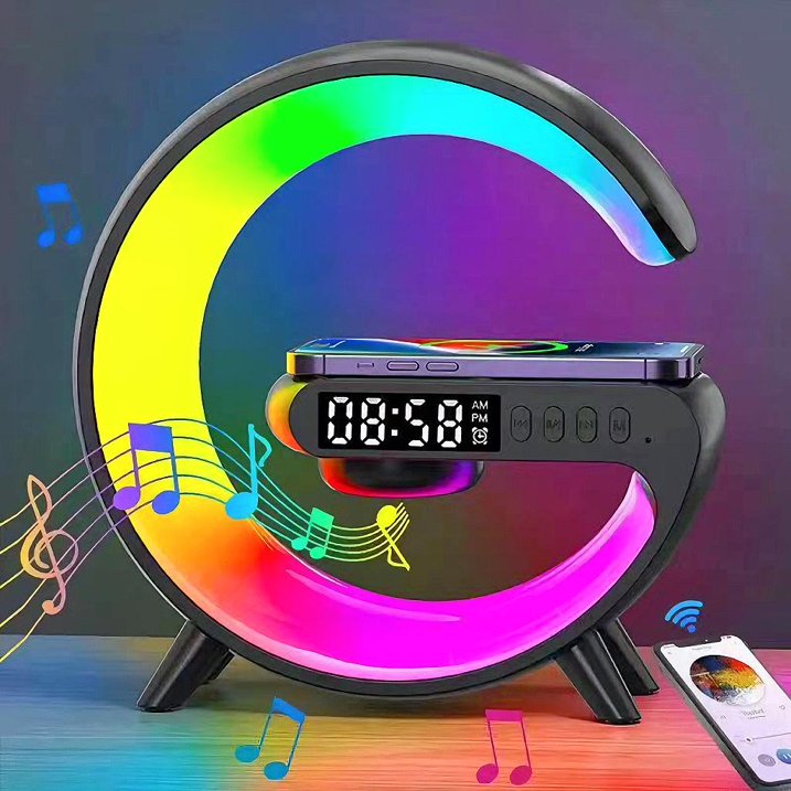 The G-Shaped Lamp With Wireless Charging and Bluetooth Speaker